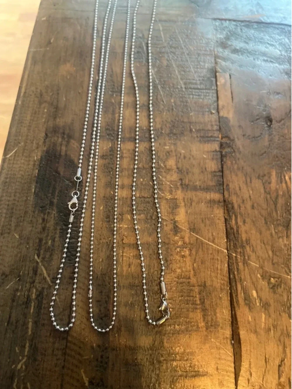 Set of 3 Classic 24-Inch Stainless Steel Ball Chain Necklaces - Unisex